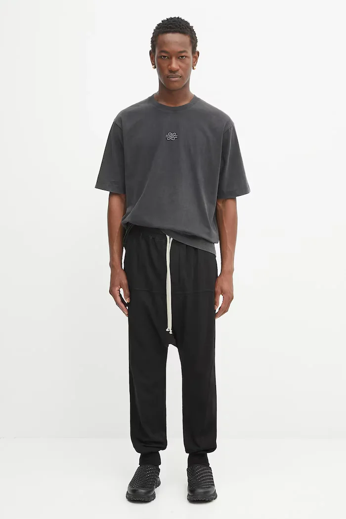 Filling Pieces Памучна тениска Boxy Embroidered в сиво с апликация 412520501142