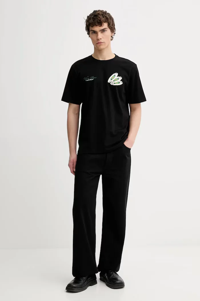 Filling Pieces Памучна тениска T-shirt DJ в черно с принт 422520500241