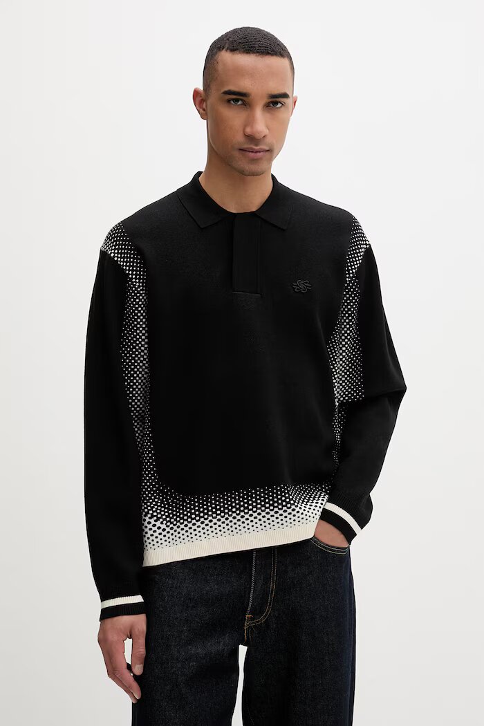 Filling Pieces пуловер мъжки с вискоза Knit Shirt Rugby черен 422571500243