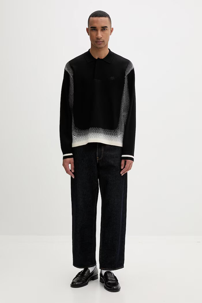 Filling Pieces пуловер мъжки с вискоза Knit Shirt Rugby черен 422571500243