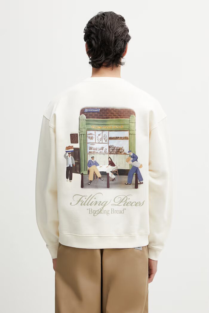 Filling Pieces уголемен суичър мъжки от памук Bakery бежов 412630501286.214