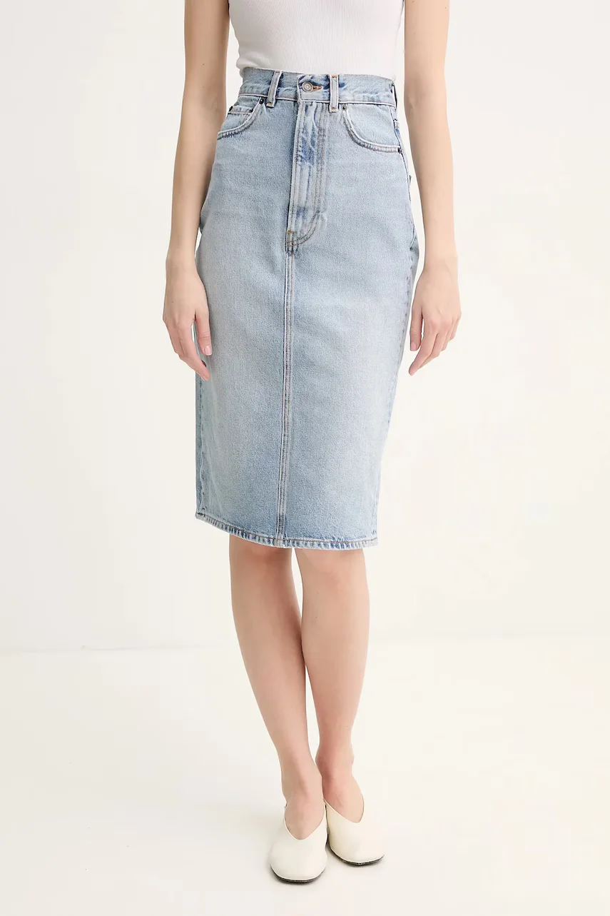 Fiorucci Дънкова пола Faded Heart Pocket Denim Midi Skirt