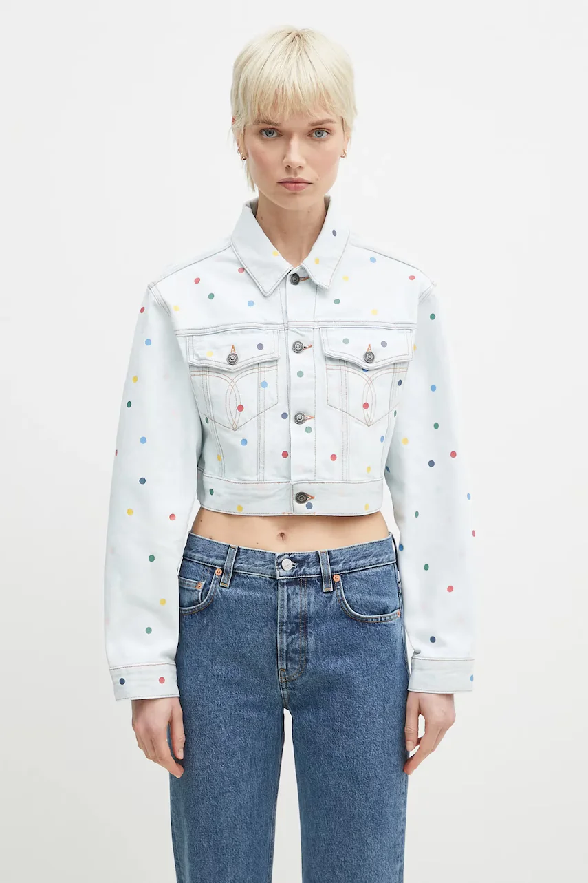 Fiorucci Дънково яке от памук Confetti Dot Cropped Denim