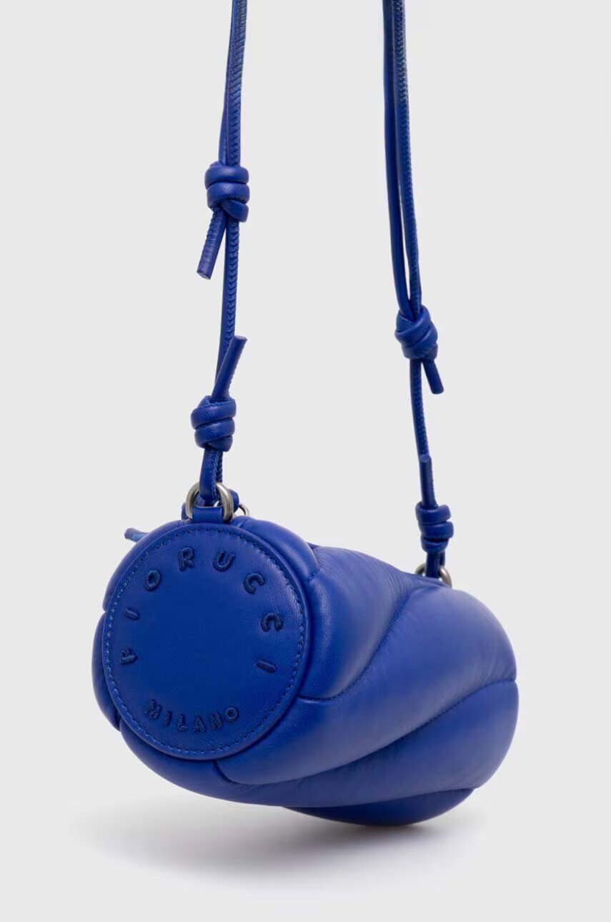 Fiorucci Кожена чанта Electric Blue Leather Mini Mella Bag