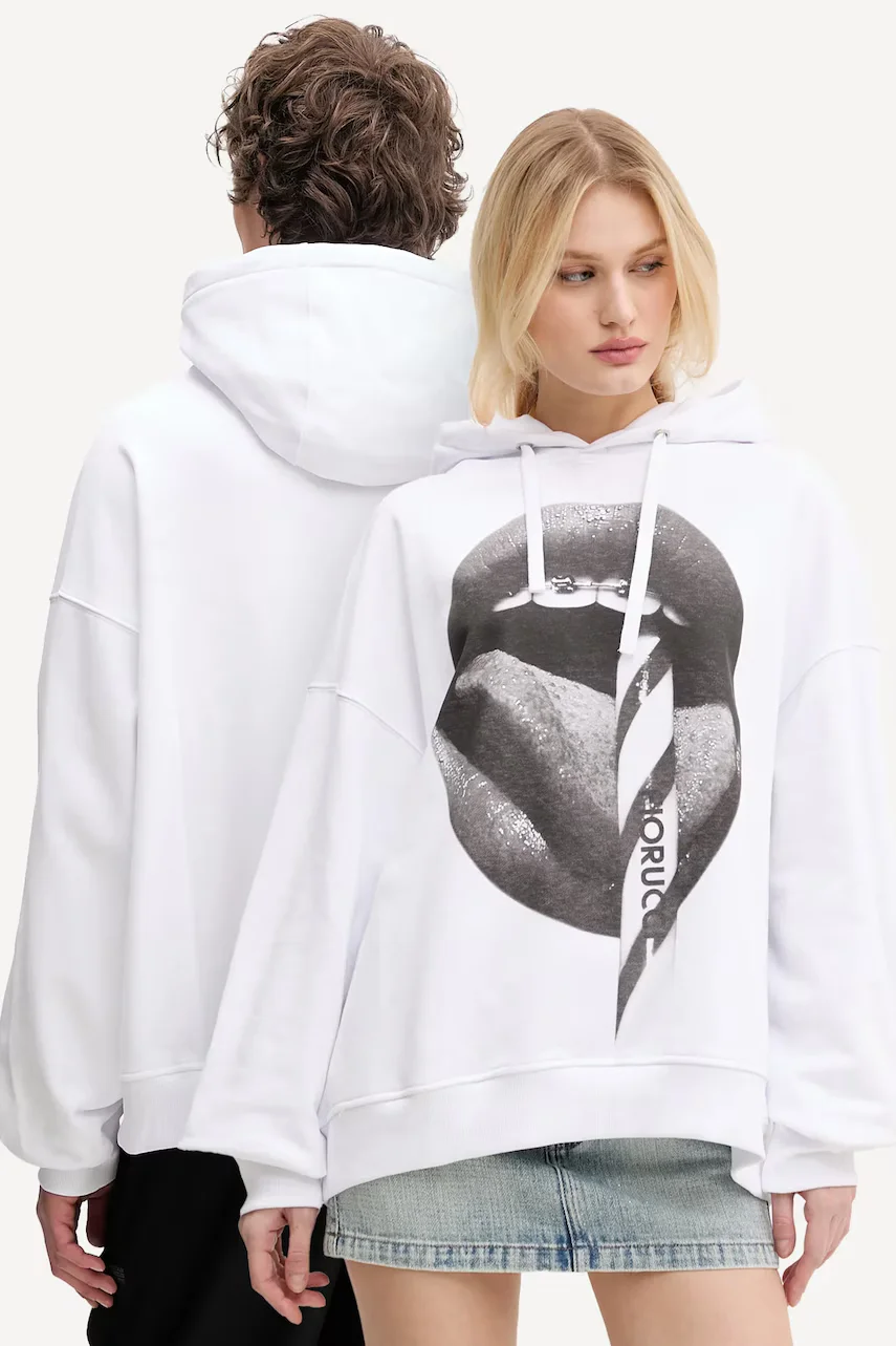 Fiorucci Памучен суичър Mouth Print Relaxed Fit Hoodie