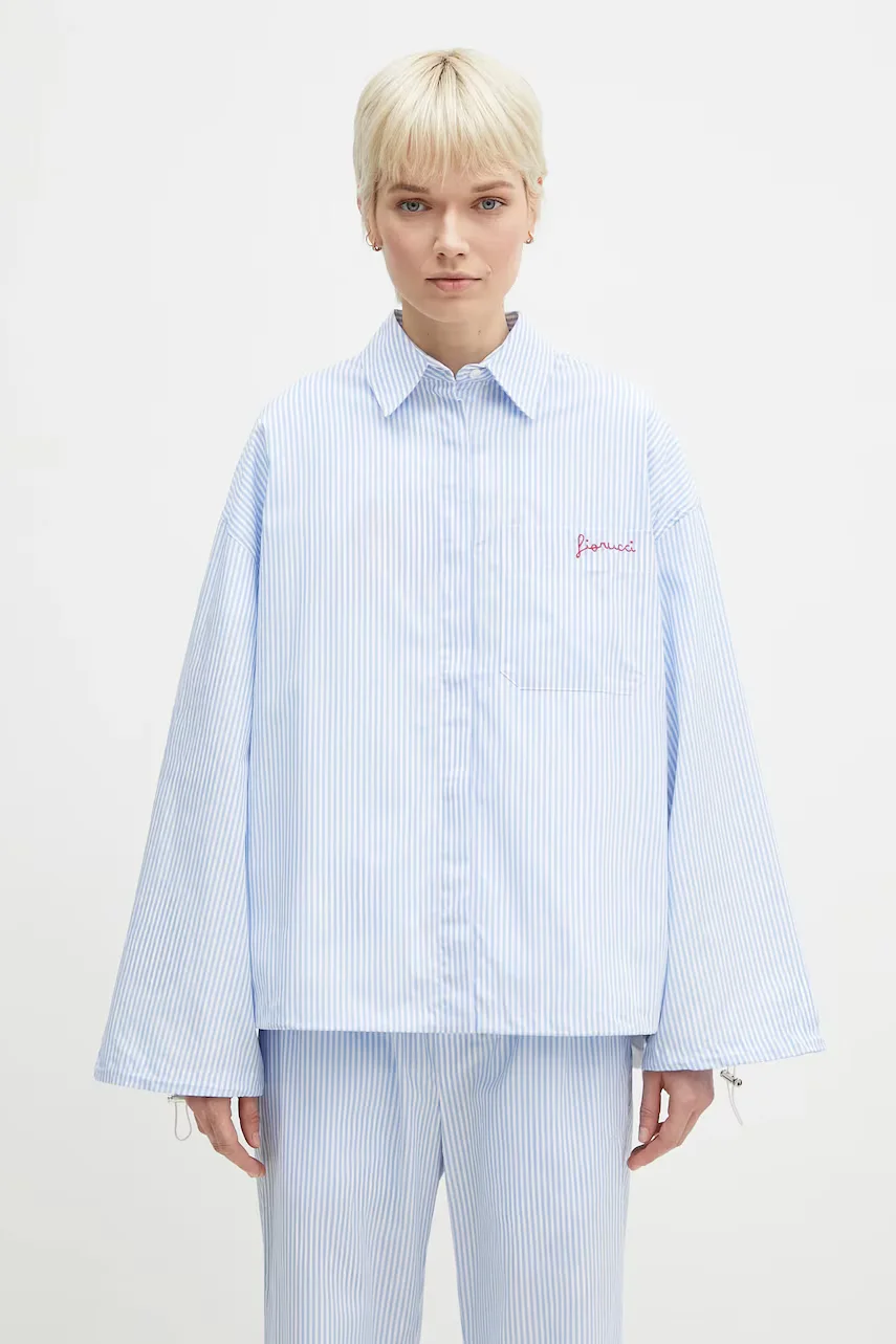 Fiorucci Памучна риза Striped Embroidered Drawstring Shirt