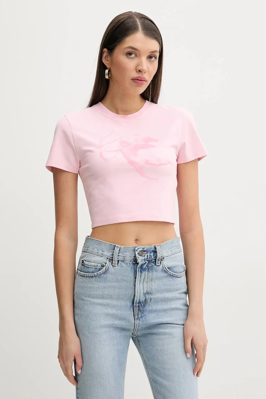Fiorucci Памучна тениска Cupid Print Cropped T-Shirt