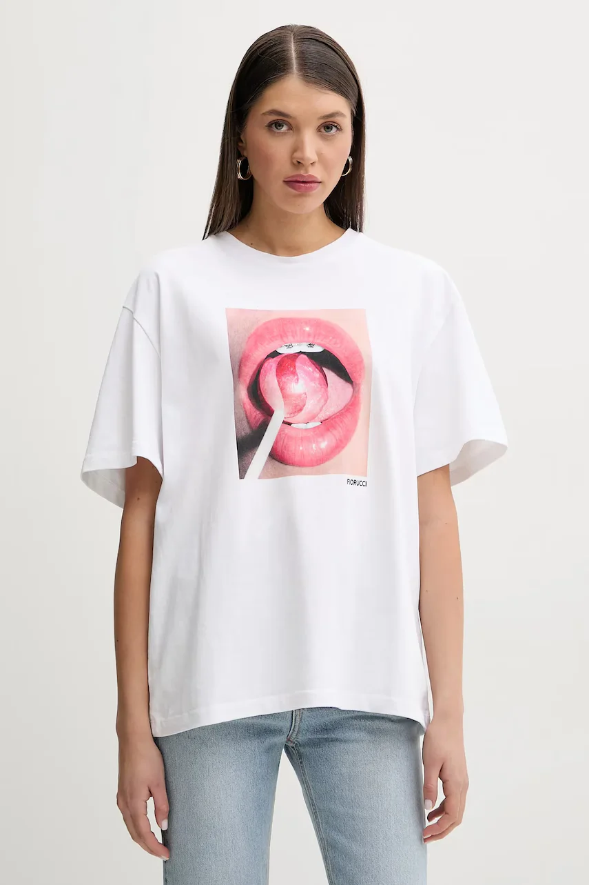 Fiorucci Памучна тениска Lollipop Mouth Print Boxy T-Shirt