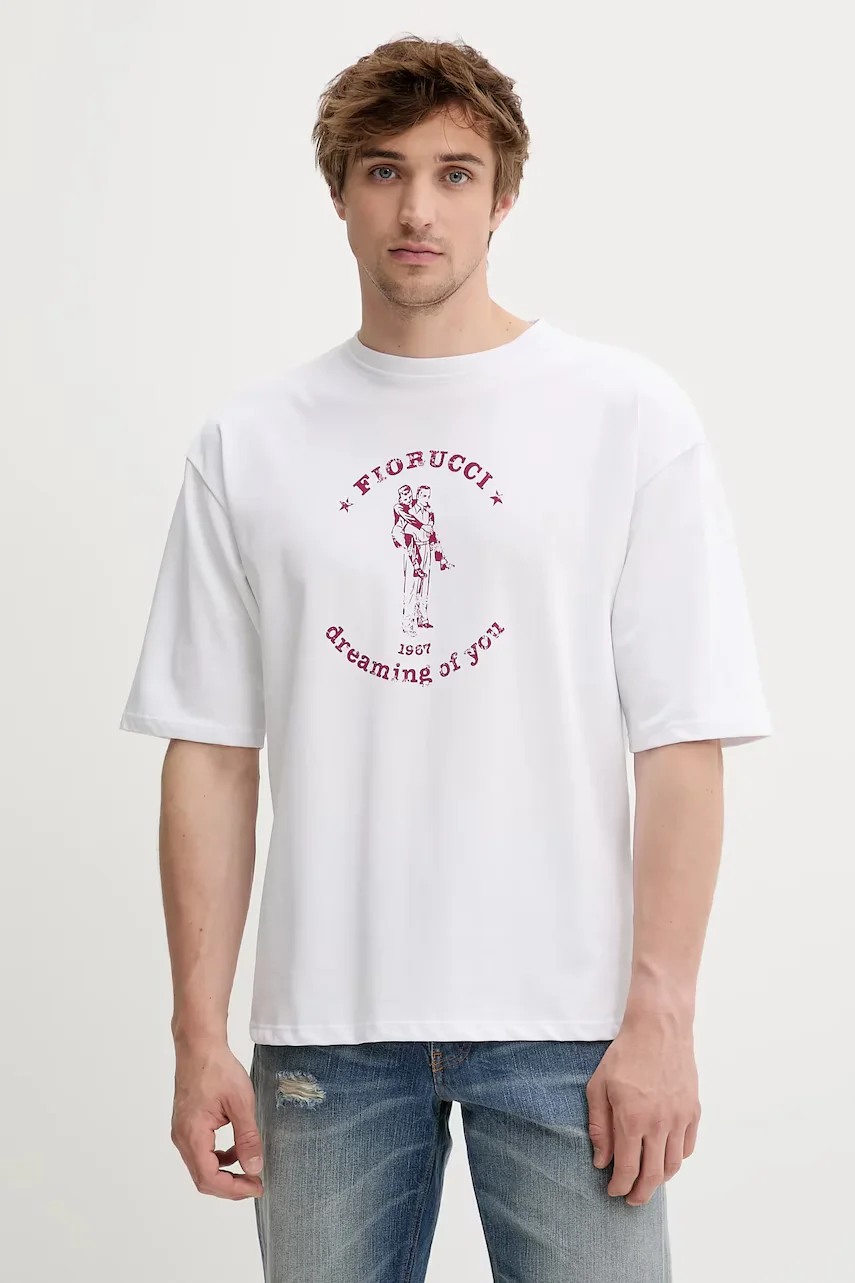 Fiorucci Памучна тениска White Dreaming of You Print Relaxed Fit T-Shirt
