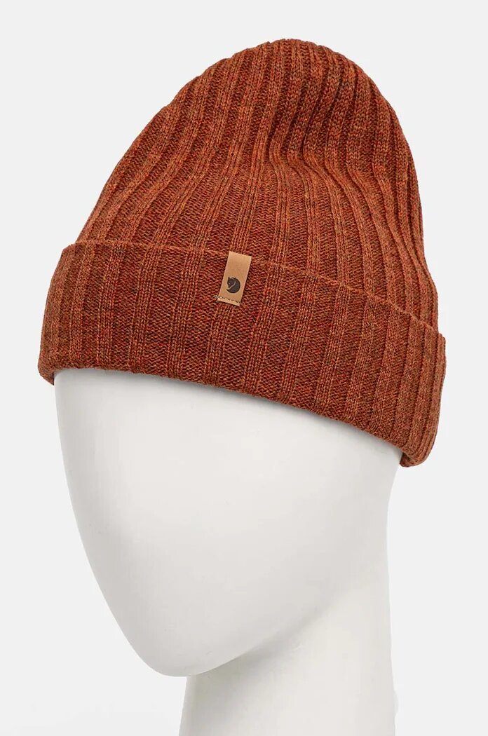 FjallRaven Вълнена шапка Byron Hat Thin в кафяво с фина плетка от вълна F77387.215