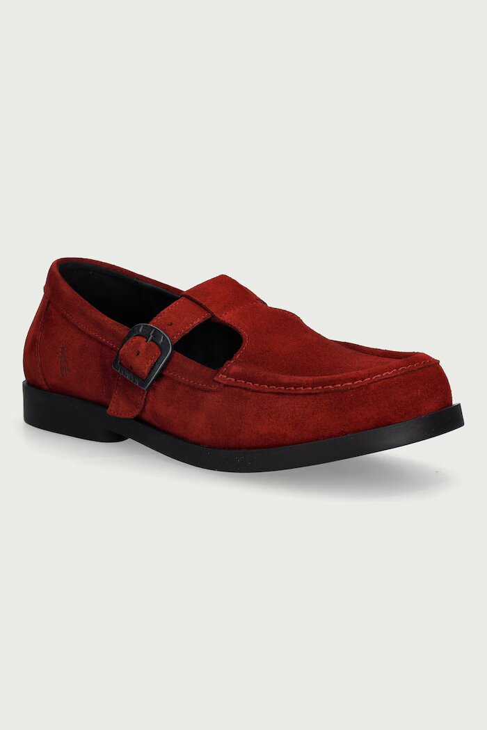 Fly London мокасини дамски от кожа ARFE535FLY бордо P145535002
