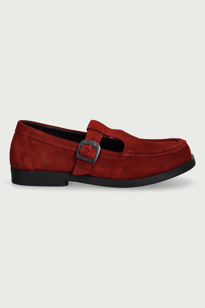 Fly London мокасини дамски от кожа ARFE535FLY бордо P145535002