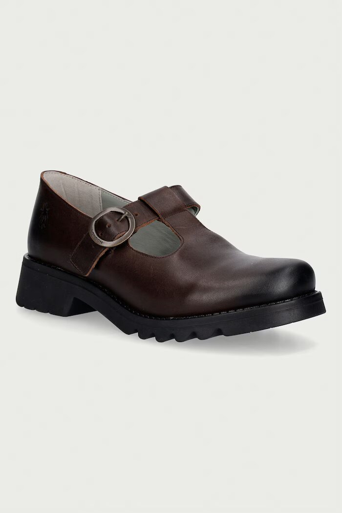 Fly London половинки обувки дамски от кожа RUFE491FLY кафяви P145491002