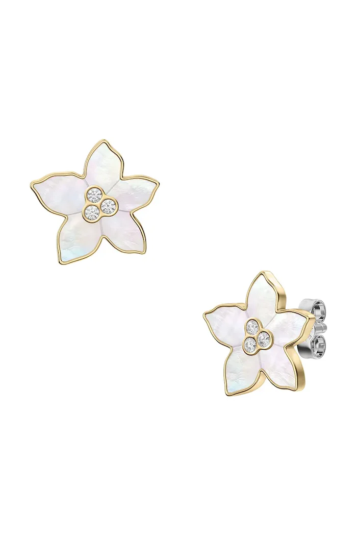 Fossil обици дамски от неръждаема стомана седеф Sutton JF04973710