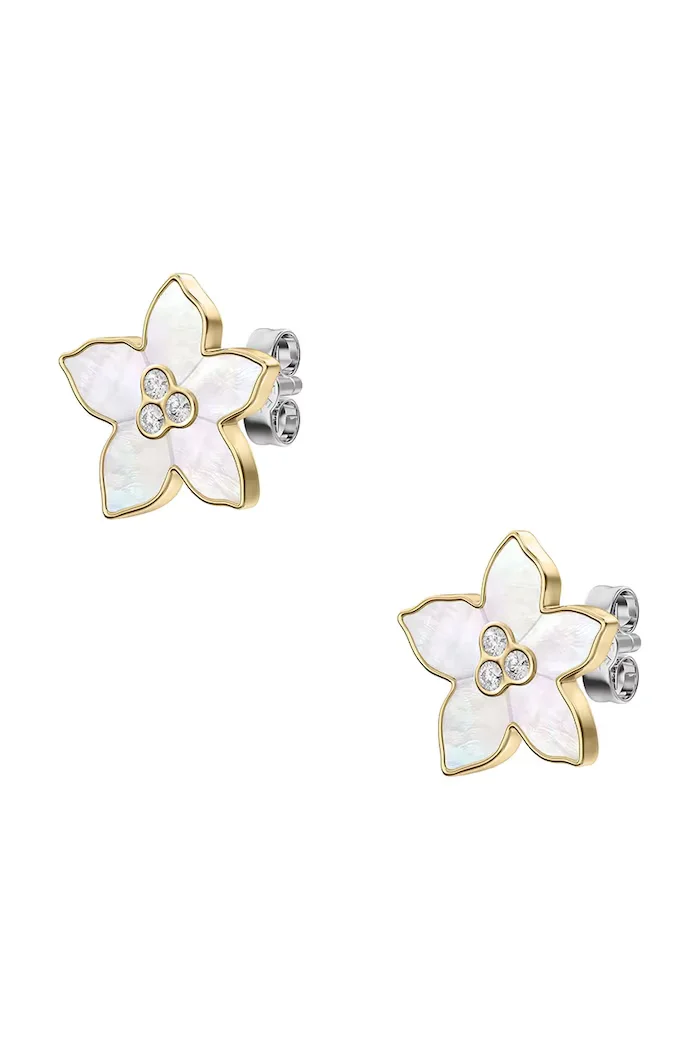 Fossil обици дамски от неръждаема стомана седеф Sutton JF04973710