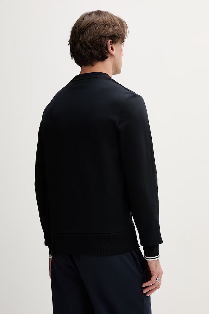 fred perry Памучен суичър Crew Neck Sweatshirt в тъмносиньо с апликация M7535.248