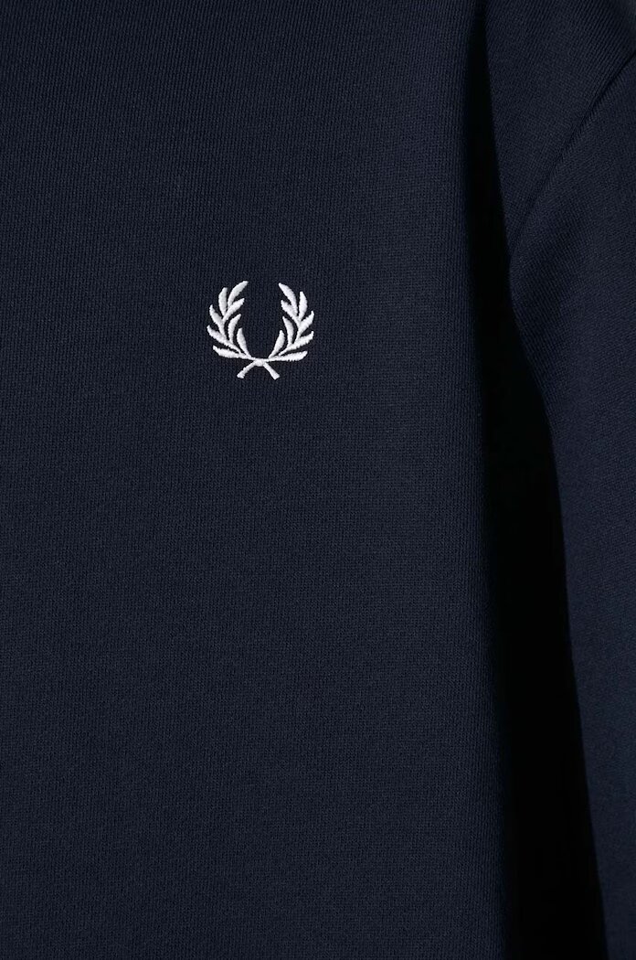 fred perry Памучен суичър Crew Neck Sweatshirt в тъмносиньо с апликация M7535.248