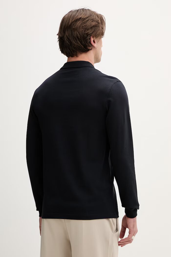 fred perry Памучна блуза с дълги ръкави в тъмносиньо с апликация M6006.608