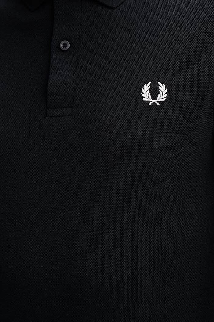 fred perry Памучна блуза с дълги ръкави в тъмносиньо с апликация M6006.608