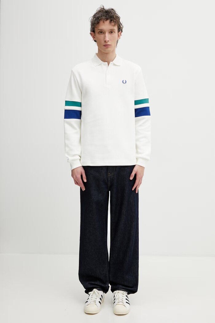 fred perry пуловер мъжки памучен бял M2416