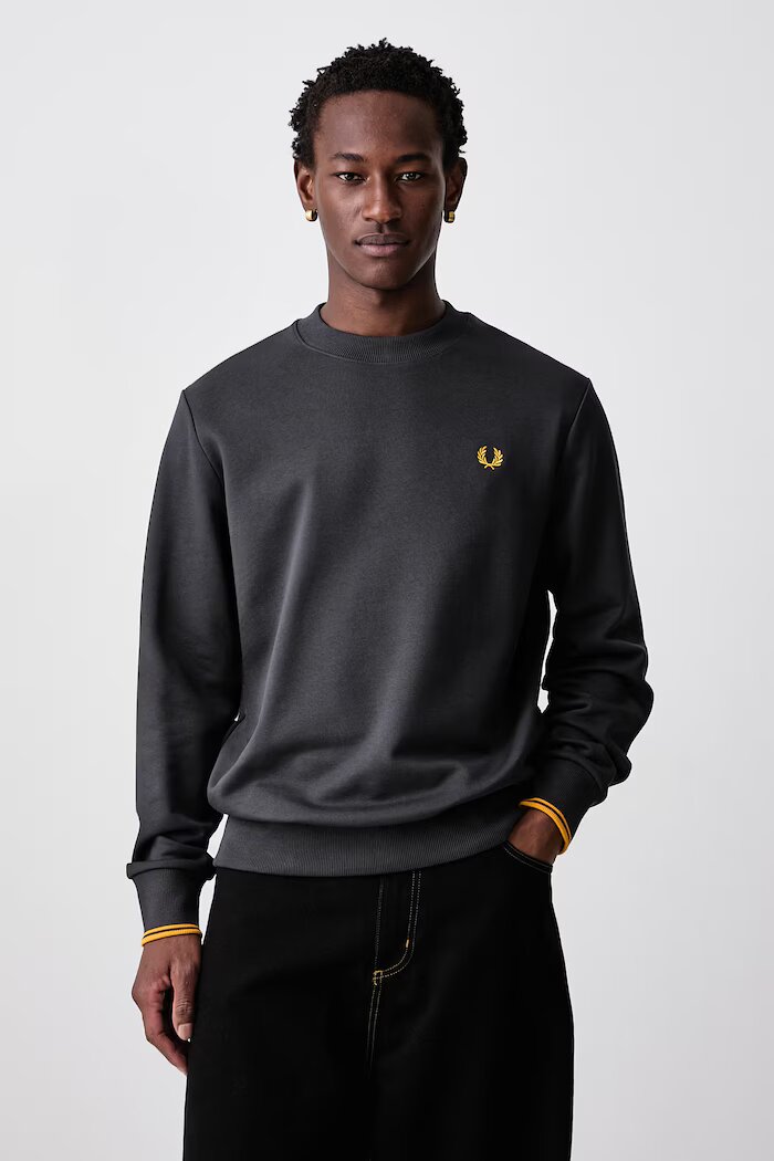 fred perry суичър мъжки от памук сив M7535