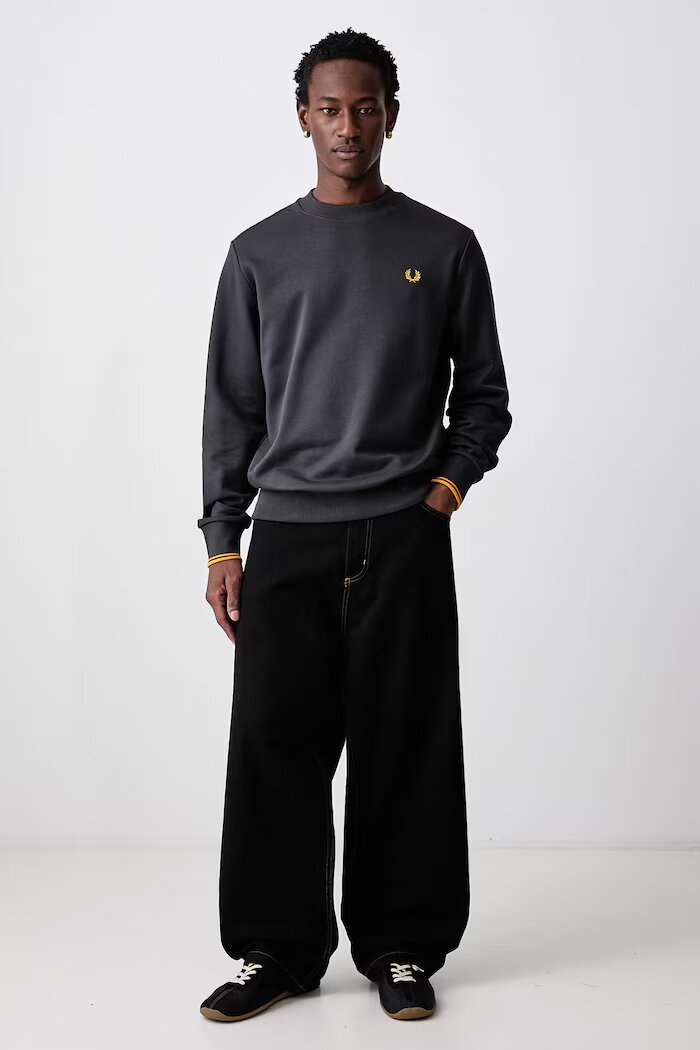 fred perry суичър мъжки от памук сив M7535