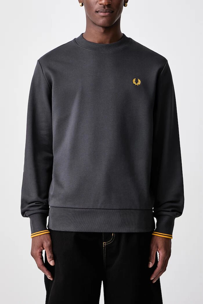 fred perry суичър мъжки от памук сив M7535