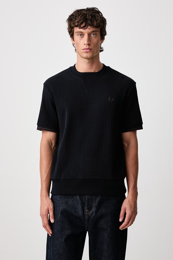 fred perry тениска мъжка от памук с еластан тъмносиня M3442