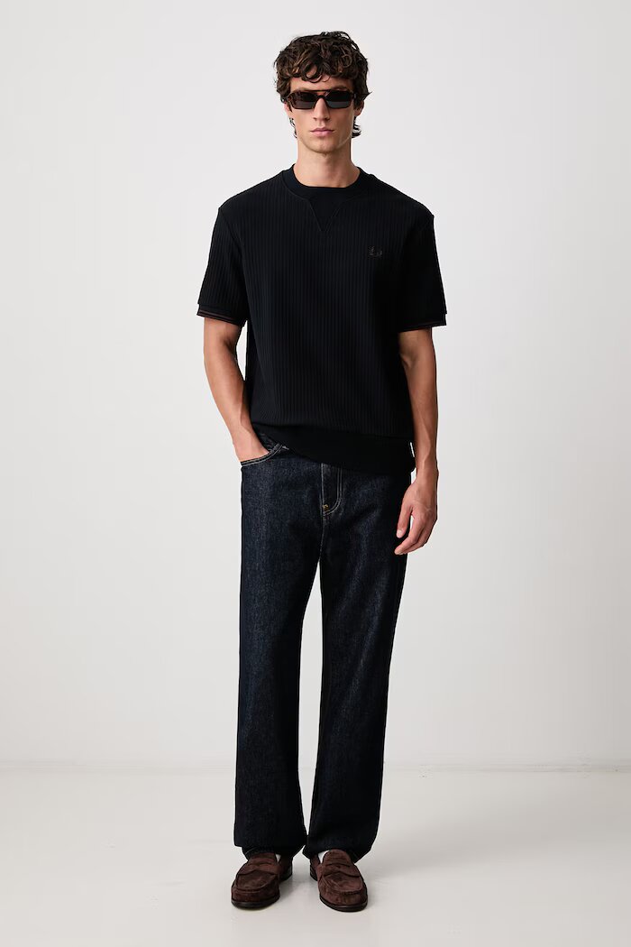 fred perry тениска мъжка от памук с еластан тъмносиня M3442