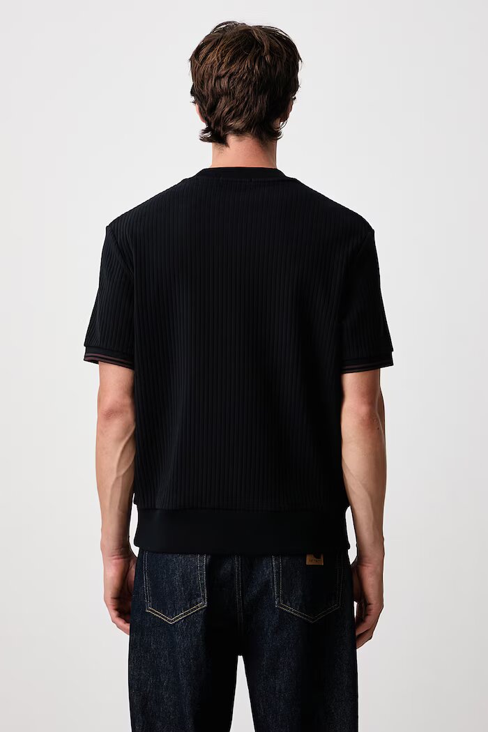 fred perry тениска мъжка от памук с еластан тъмносиня M3442
