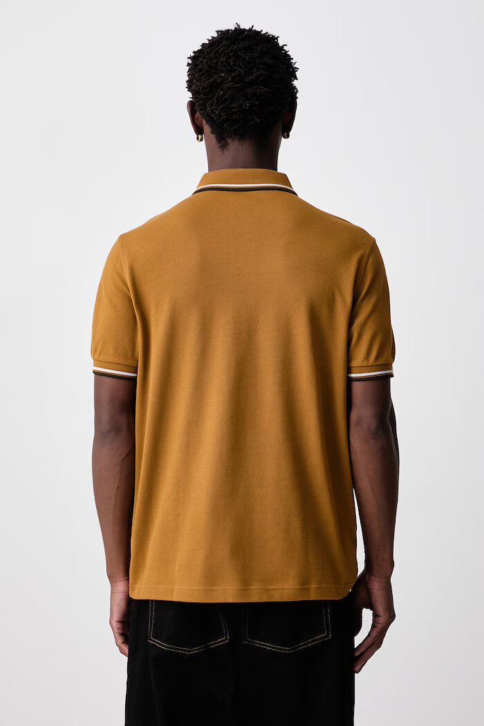 fred perry тениска с яка мъжка от памук кафява M3600