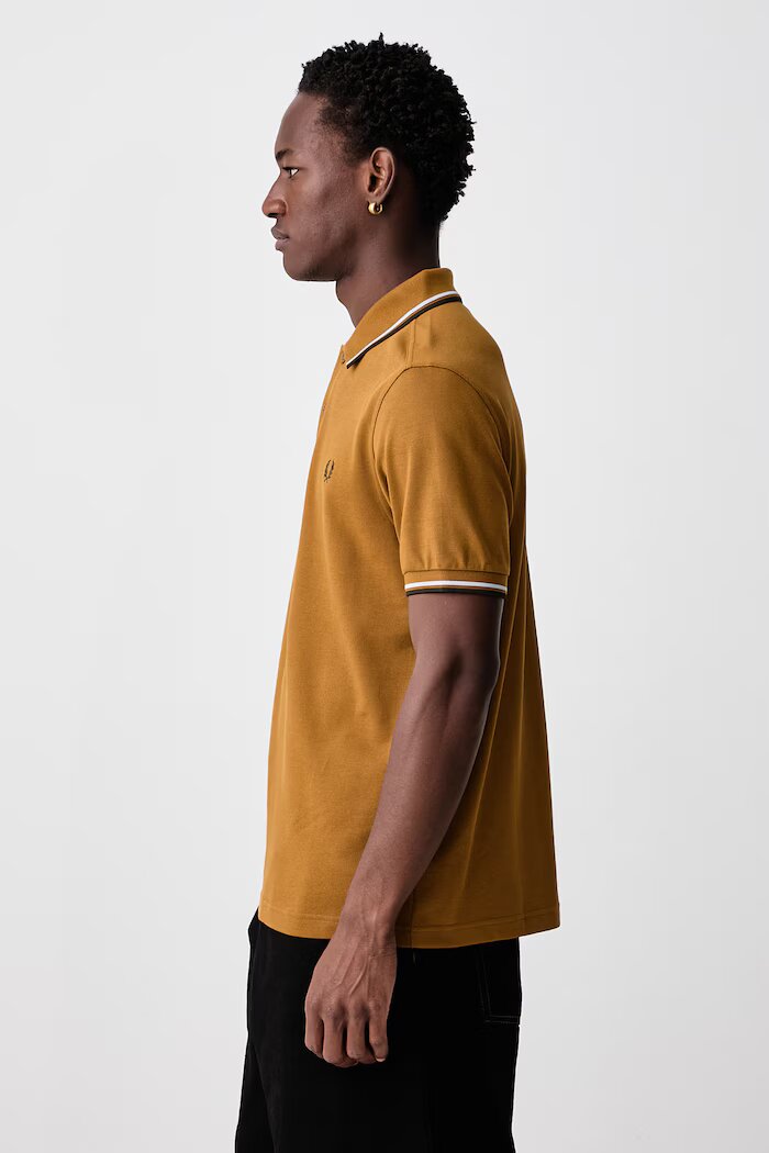 fred perry тениска с яка мъжка от памук кафява M3600