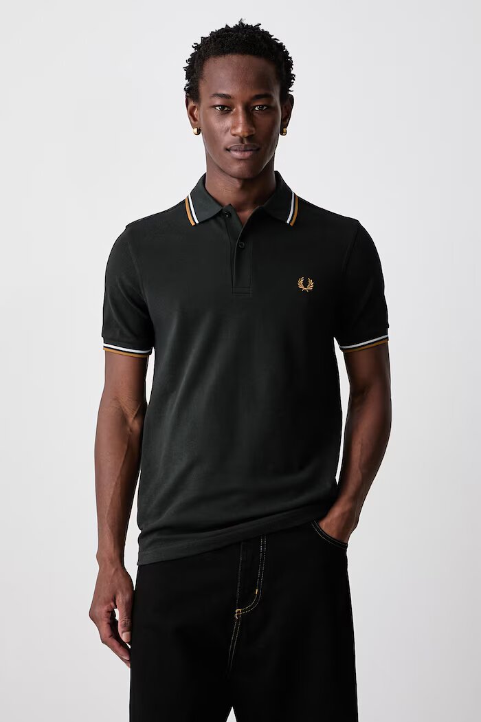 fred perry тениска с яка мъжка от памук зелена M3600