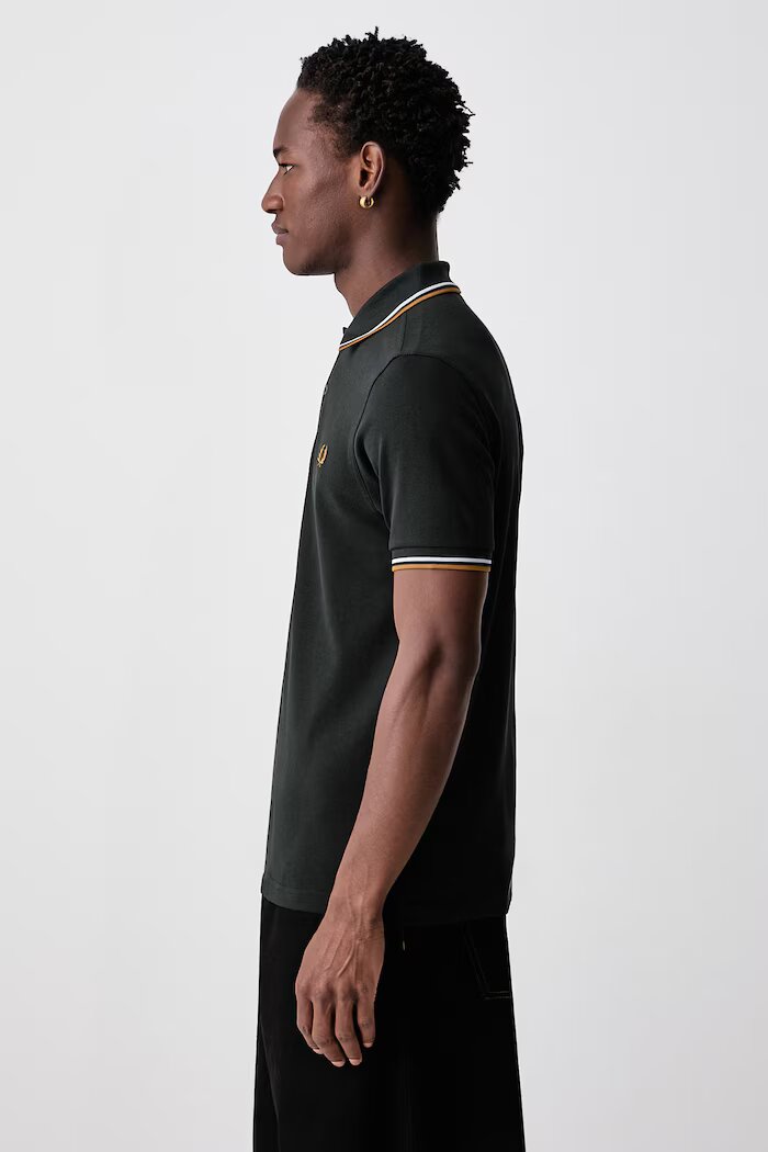 fred perry тениска с яка мъжка от памук зелена M3600