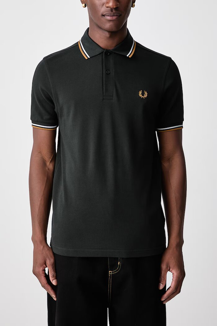 fred perry тениска с яка мъжка от памук зелена M3600