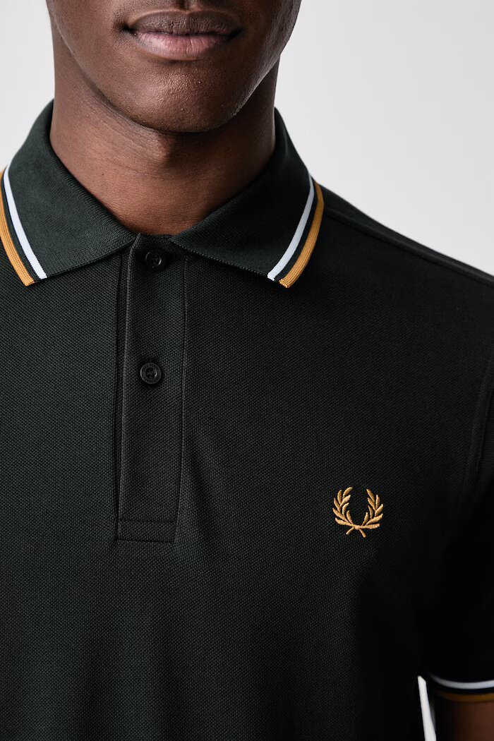 fred perry тениска с яка мъжка от памук зелена M3600