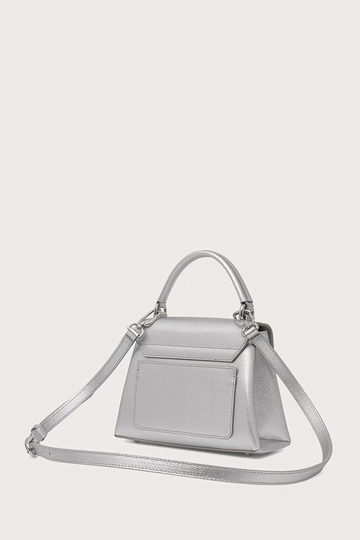 Furla чанта crossbody дамска от кожа 1927 Mini Top Handle сребърна WB00109.AMT000.Y3000