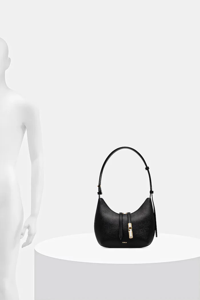 Furla чанта crossbody дамска от кожа Goccia S Shoulder Bag черна WB01500 BX3353 O6000