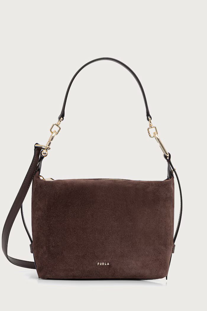Furla чанта crossbody дамска от кожа Tonie Mini Hobo кафява WE00877.U10000.3244S