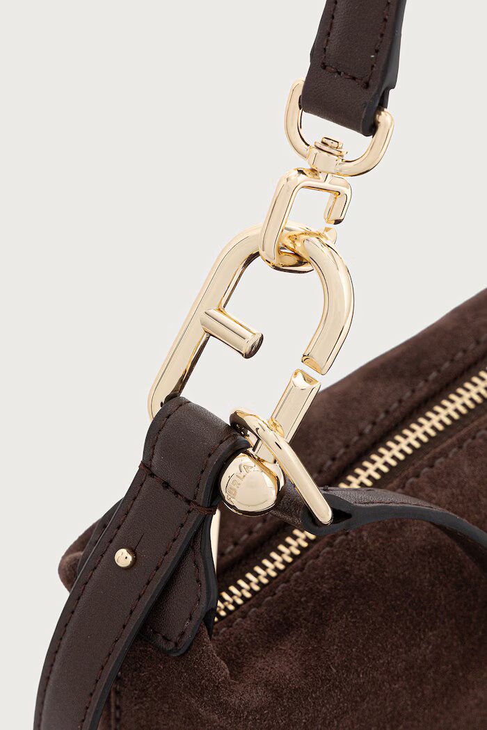Furla чанта crossbody дамска от кожа Tonie Mini Hobo кафява WE00877.U10000.3244S