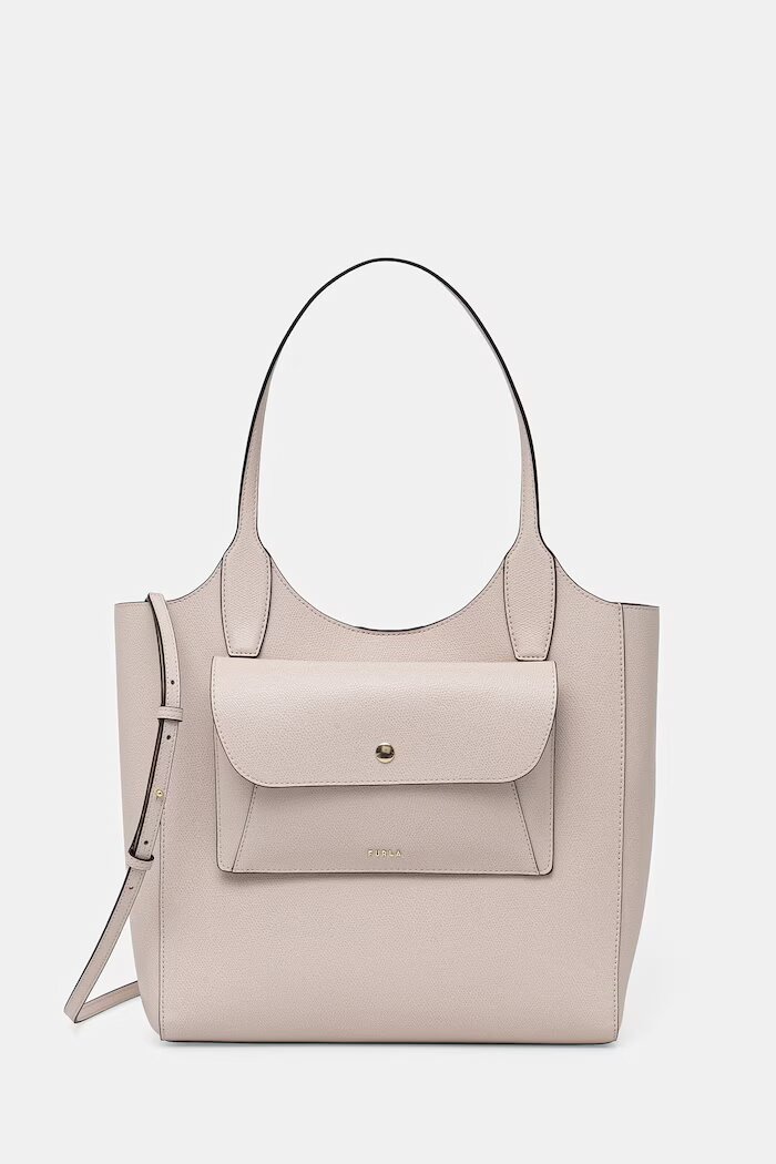 Furla Чанта дамска от кожа Lea M Tote бежова WB01941