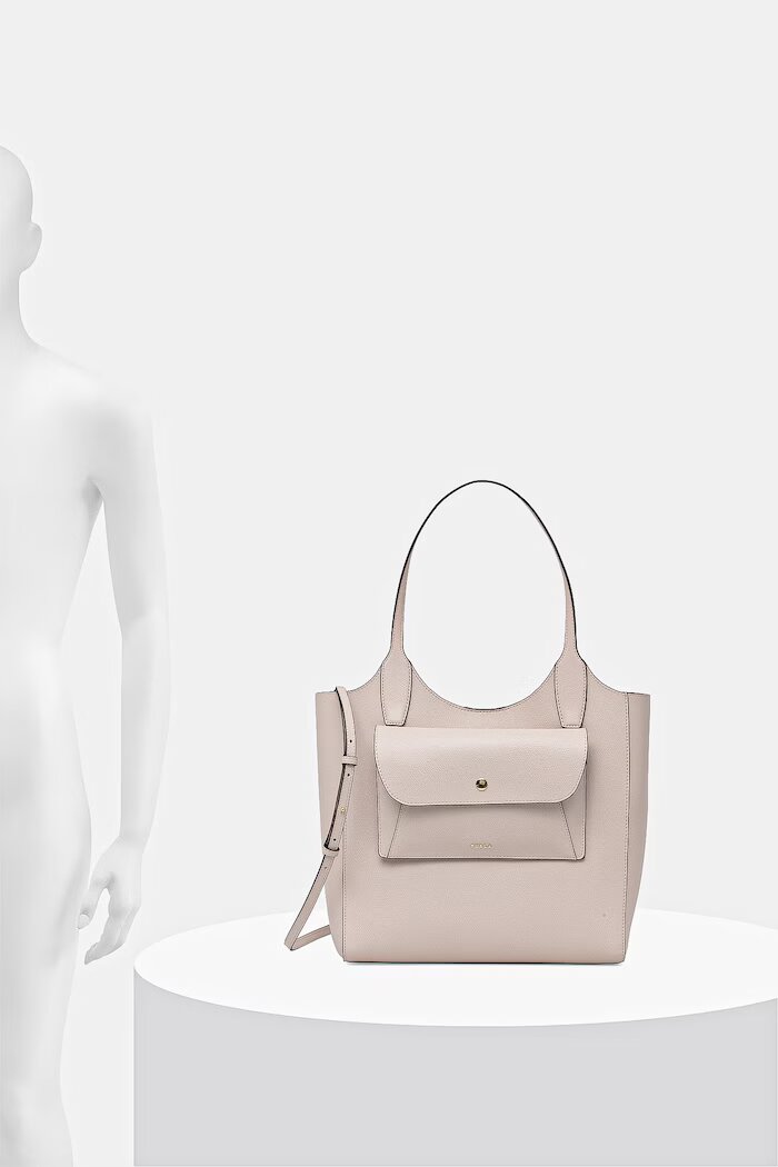 Furla Чанта дамска от кожа Lea M Tote бежова WB01941