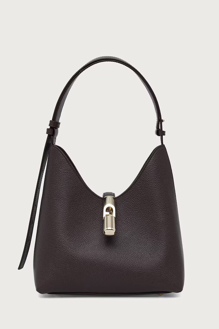 Furla чанта тип хобо дамска от кожа Goccia S Hobo кафява WB01979.BX3353.2460S