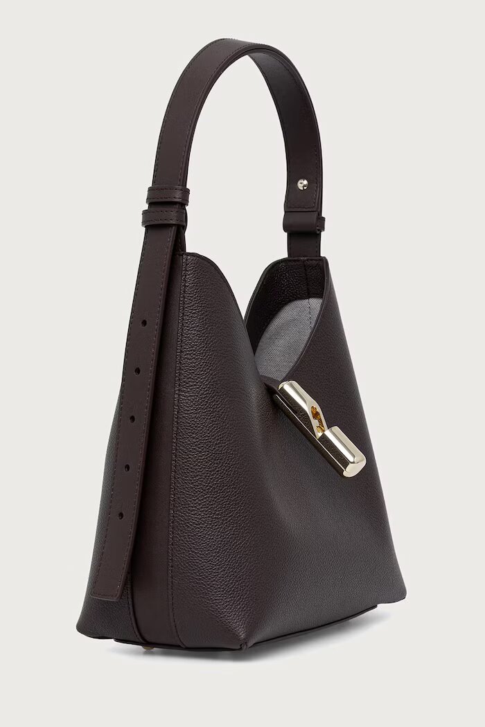 Furla чанта тип хобо дамска от кожа Goccia S Hobo кафява WB01979.BX3353.2460S