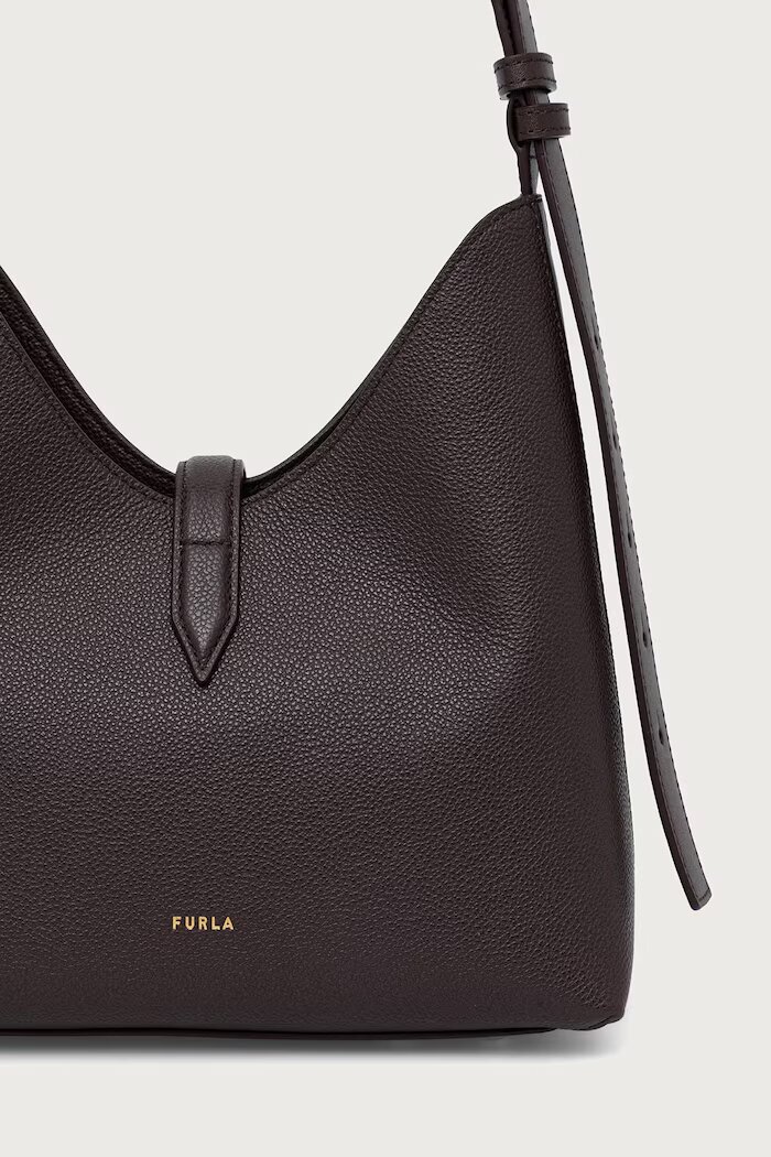 Furla чанта тип хобо дамска от кожа Goccia S Hobo кафява WB01979.BX3353.2460S