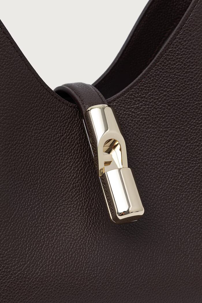 Furla чанта тип хобо дамска от кожа Goccia S Hobo кафява WB01979.BX3353.2460S