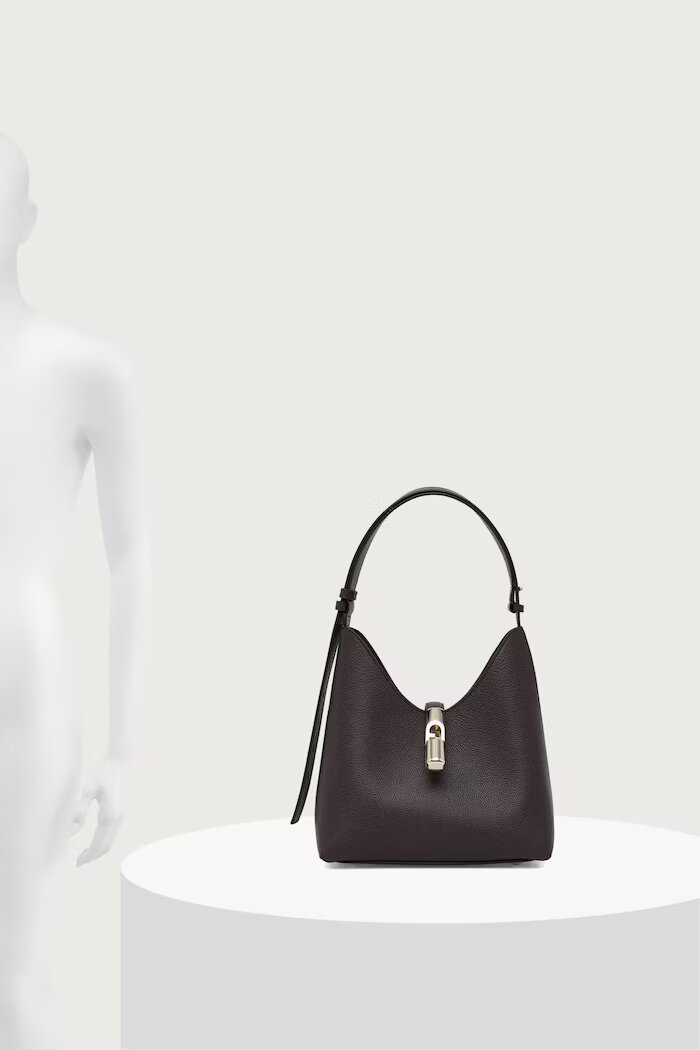 Furla чанта тип хобо дамска от кожа Goccia S Hobo кафява WB01979.BX3353.2460S