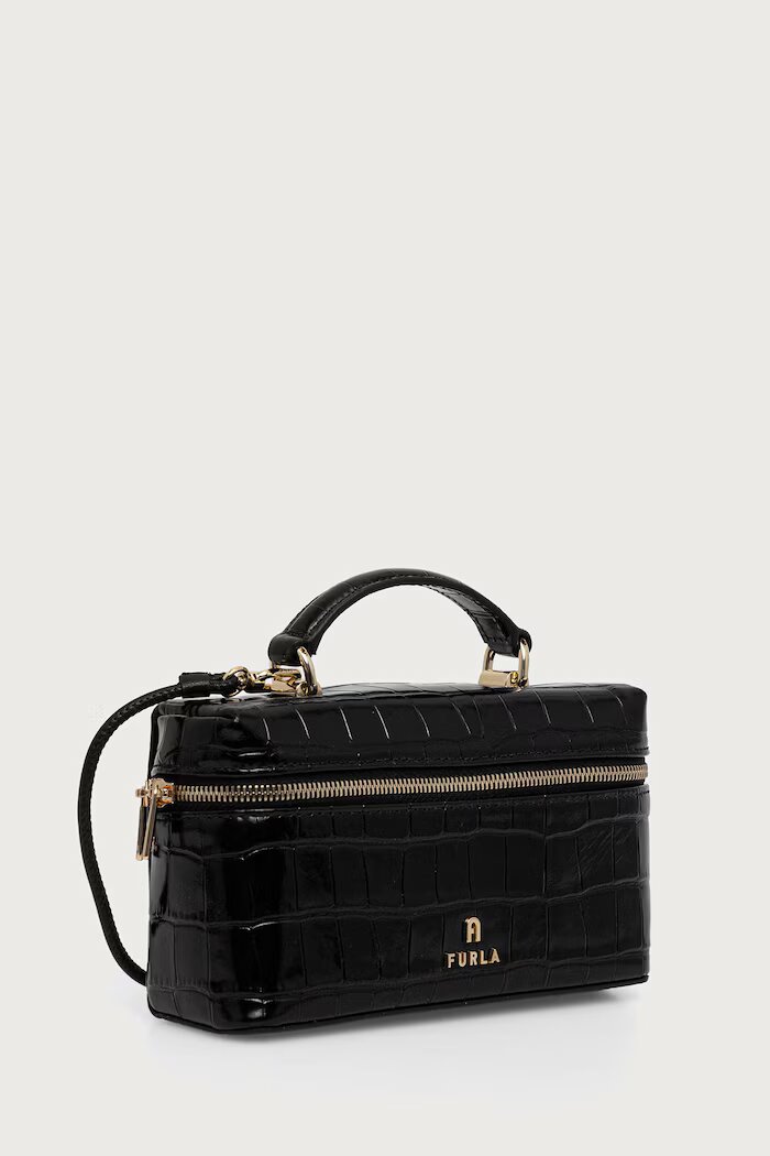 Furla козметична чанта дамска от кожа Camelia Micro черна WE00625.BX4255.O6000