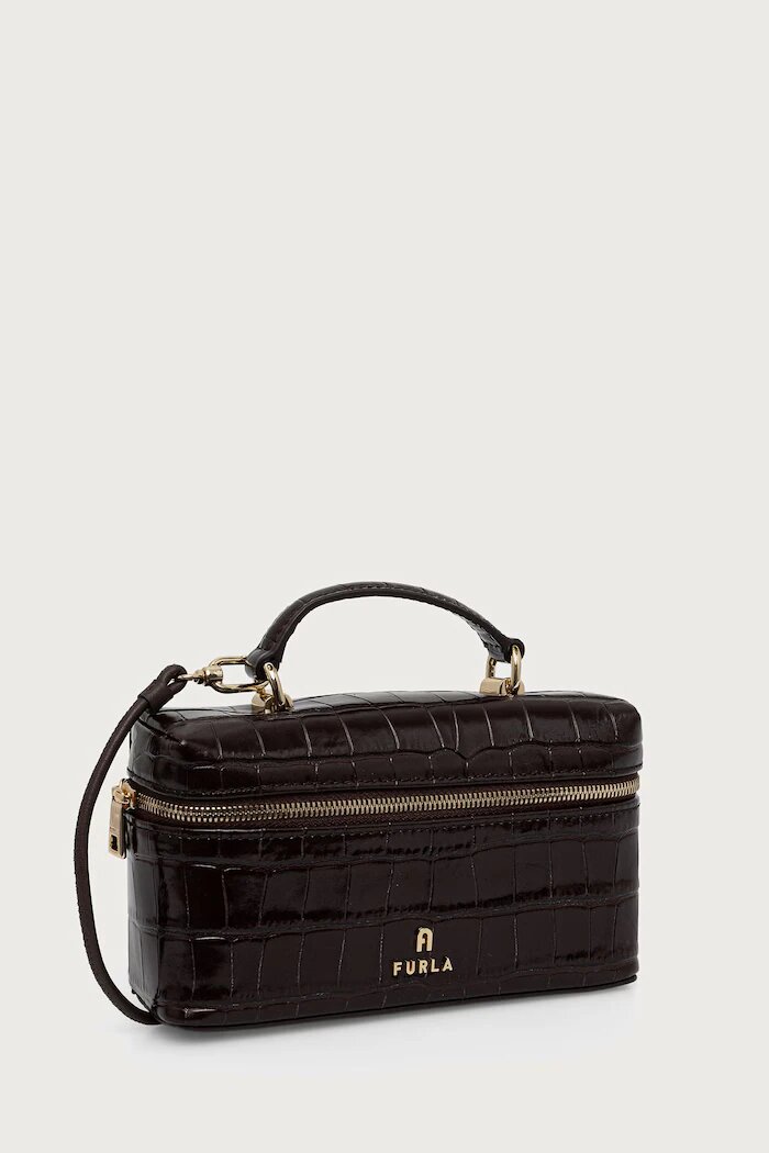 Furla козметична чанта дамска от кожа Camelia Micro кафява WE00625.BX4255.2460S