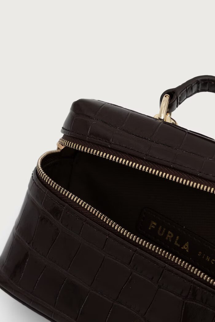 Furla козметична чанта дамска от кожа Camelia Micro кафява WE00625.BX4255.2460S